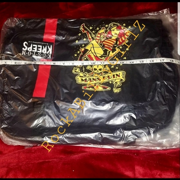 Sourpuss Man's Ruin Pinup Girl Martini Glass Tattoo Flash Laptop Messenger Bag - Picture 4 of 16